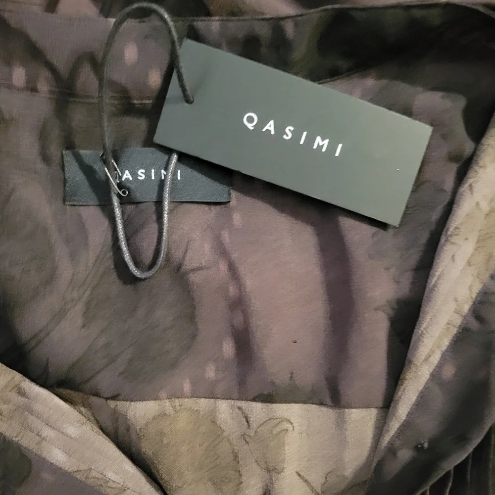 Qasimi Brown Sheer Floral Relaxed Tunic Dress